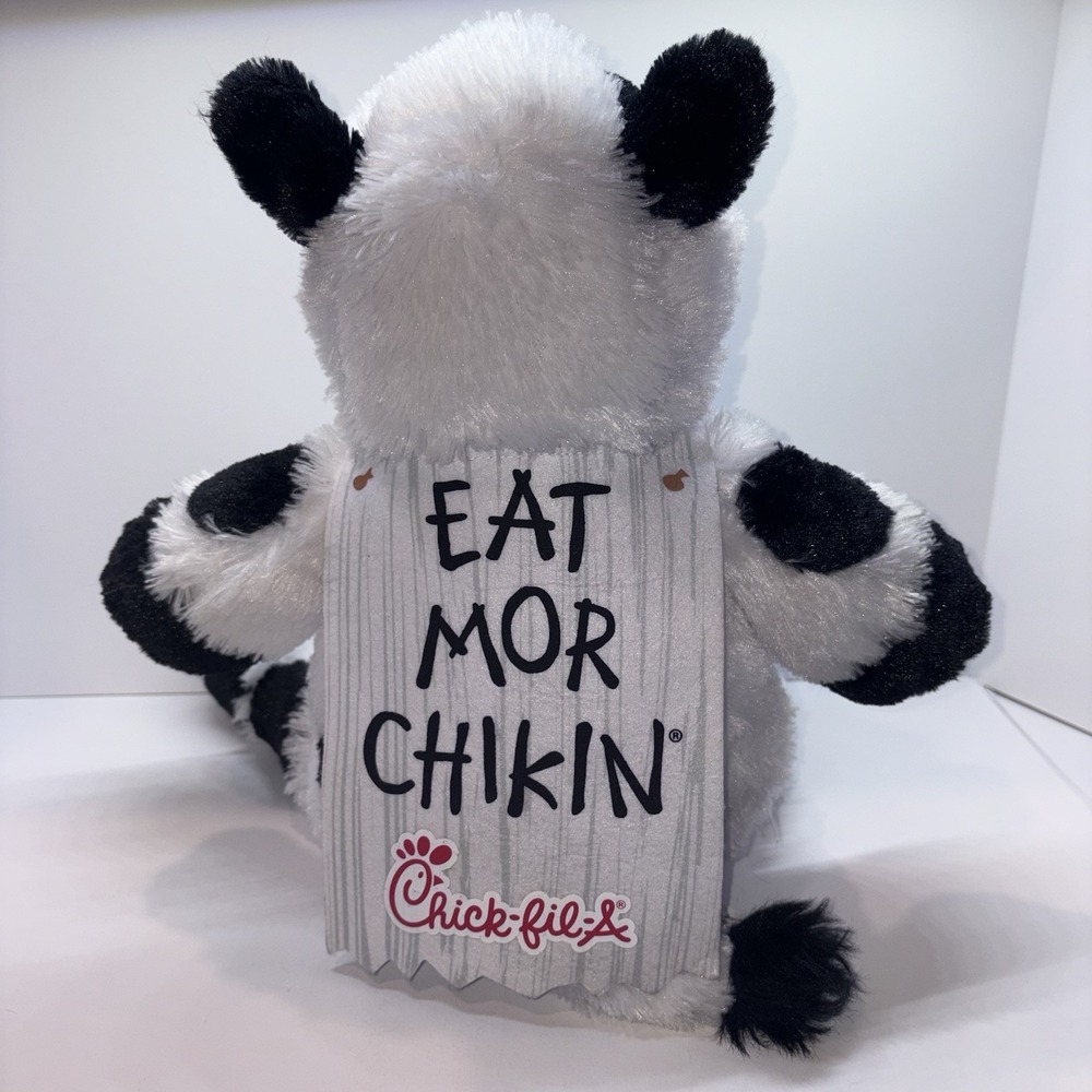 Chick-fil-A Eat Mor Chikin Cow Plush Stuffed Animal 2021 Black White Red - Picture 5 of 12